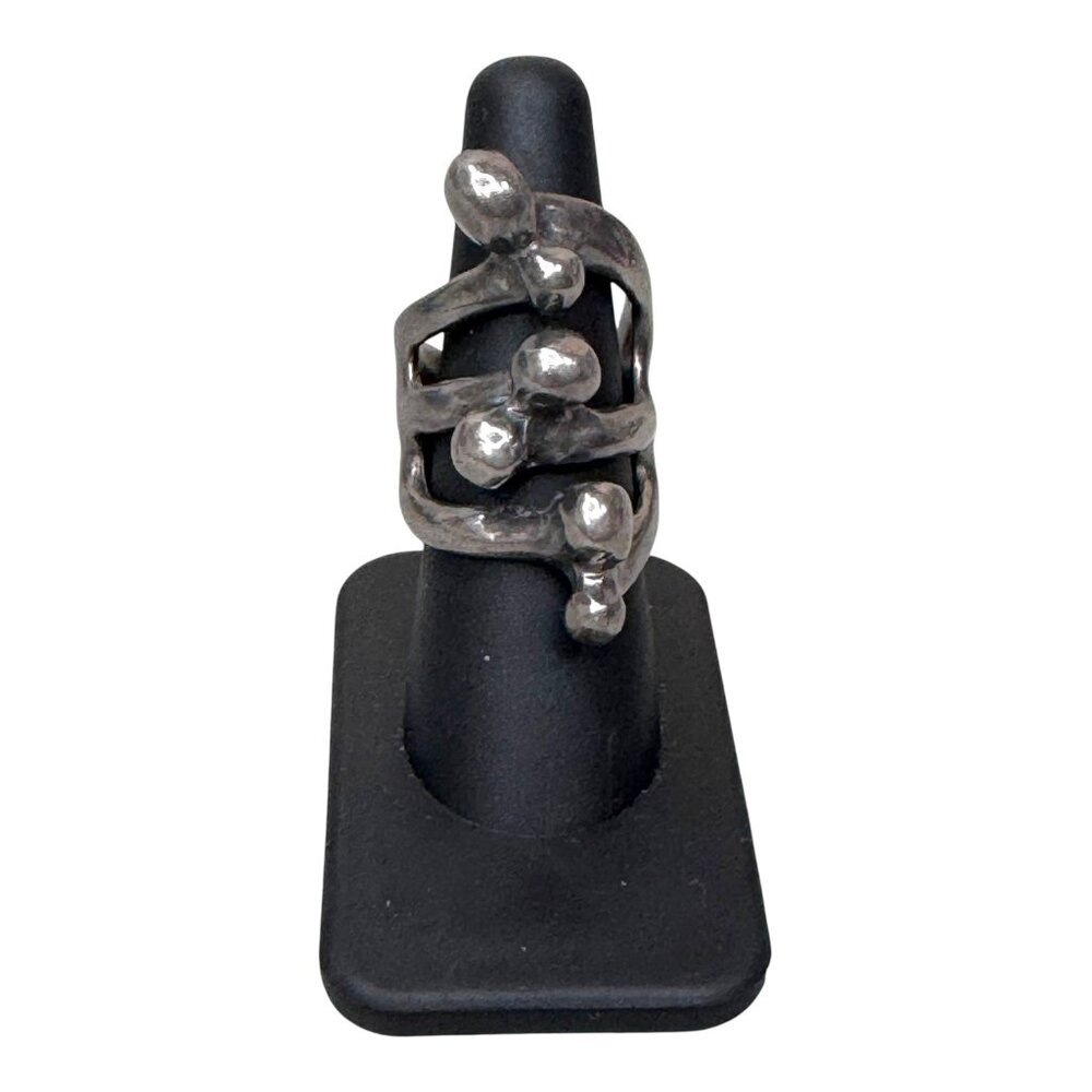Sculptural Modern Abstract Silver Tn Statement Ring Uno de 50 Designer Brutalist